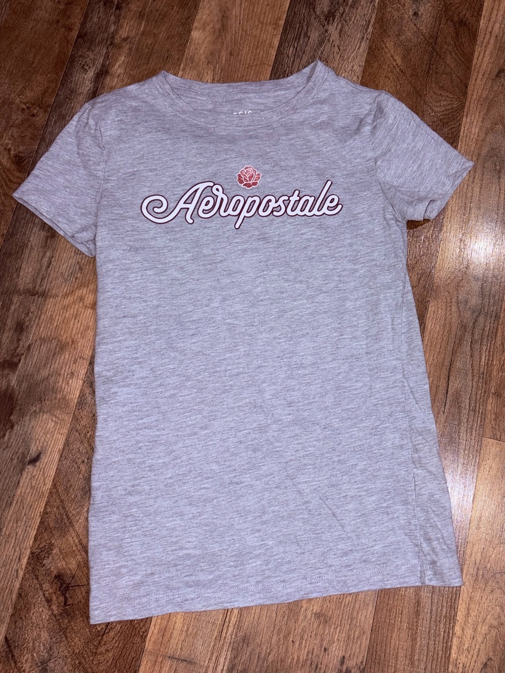 Aeropostale Gray Heathered Logo Graphic Fitted Casual Tee Size Small Y2K Revival